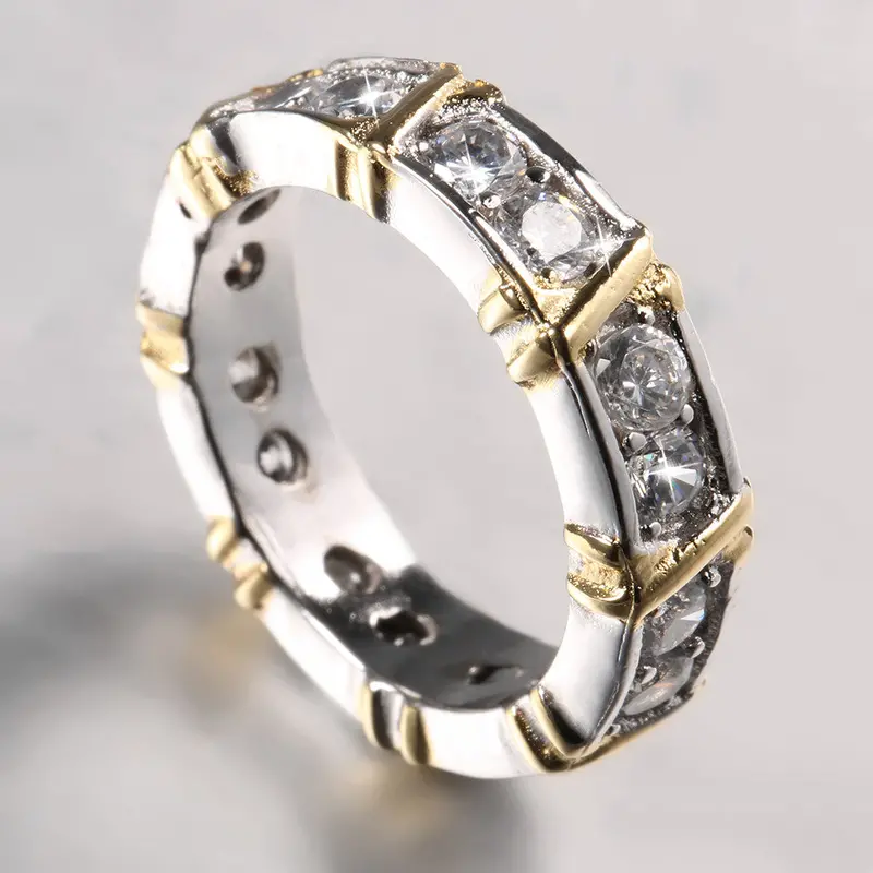 Elegantjewelry Cubic Zirconia White Yellow Gold Filled Crystal Engaget Wedding Band Circle Ring 1