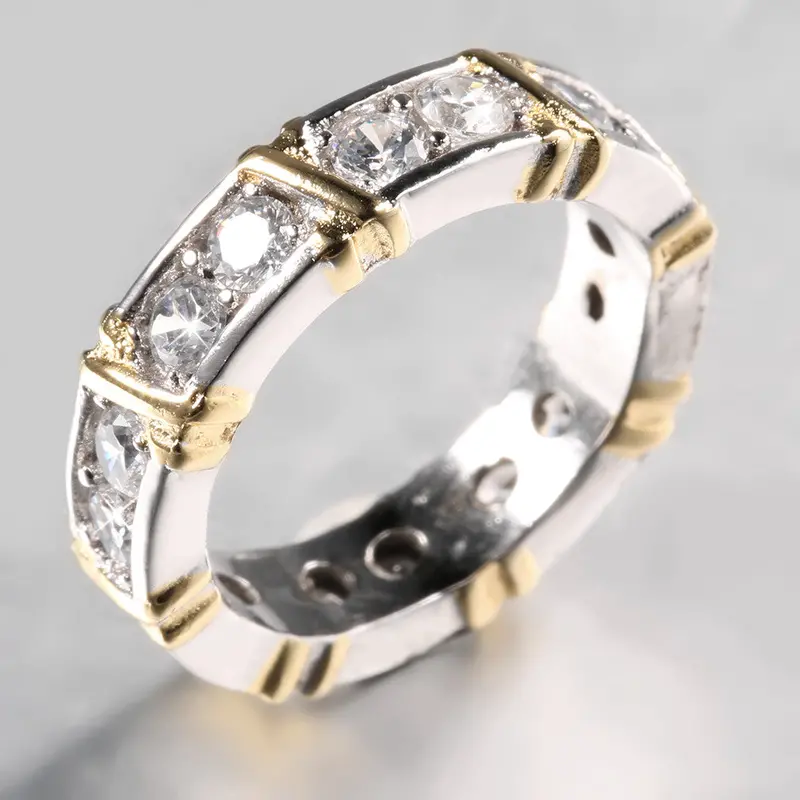 Elegantjewelry Cubic Zirconia White Yellow Gold Filled Crystal Engaget Wedding Band Circle Ring 2