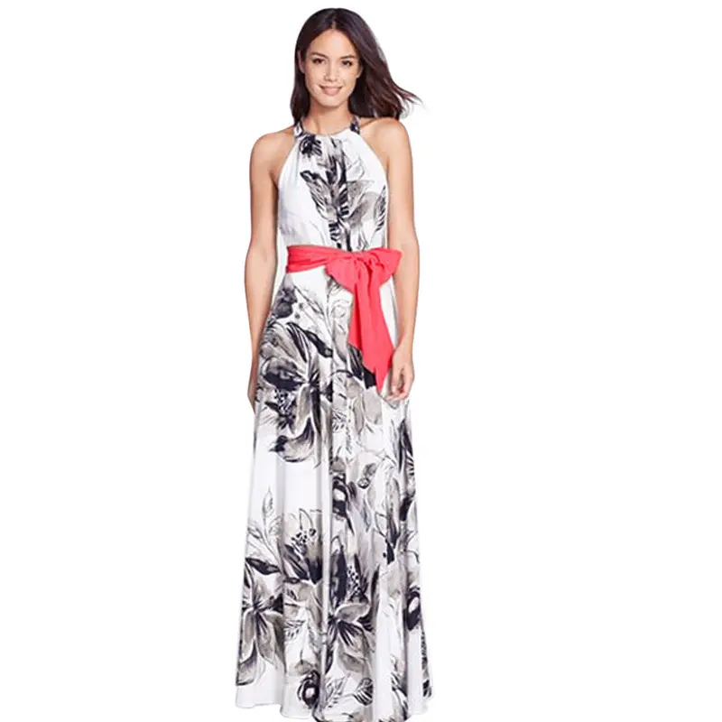 Elegent Women Boho Long Maxi Dress Evening Party Dress Chiffon Print Women Dress Casual Loose Long Dresses Robe 1