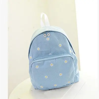 Embroidered Daisies Backpack Shoulder Bag Backpack Women Student School Bag Travel Print Back Pack 2