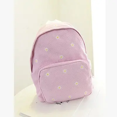Embroidered Daisies Backpack Shoulder Bag Backpack Women Student School Bag Travel Print Back Pack 4