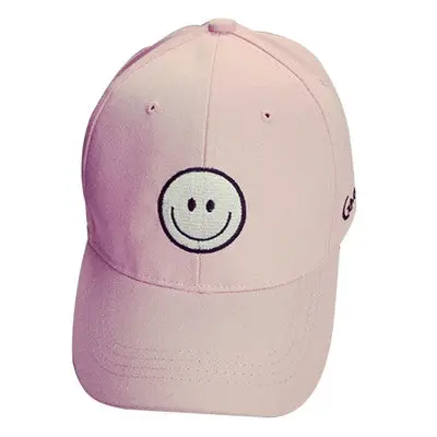 Embroidery Cotton Baseball Cap Boys Girls Snapback Hip Hop Flat Hat Smile Face Hats & Caps 2