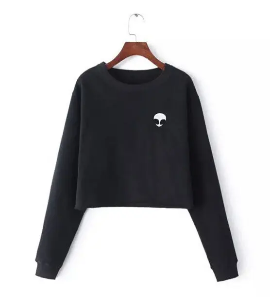 Embroidery Et Aliens Hoodies Sweatshirts Harajuku Crew Neck Sweats Women Clothing Feminina Loose Short Fleece Jumper Sweats 1