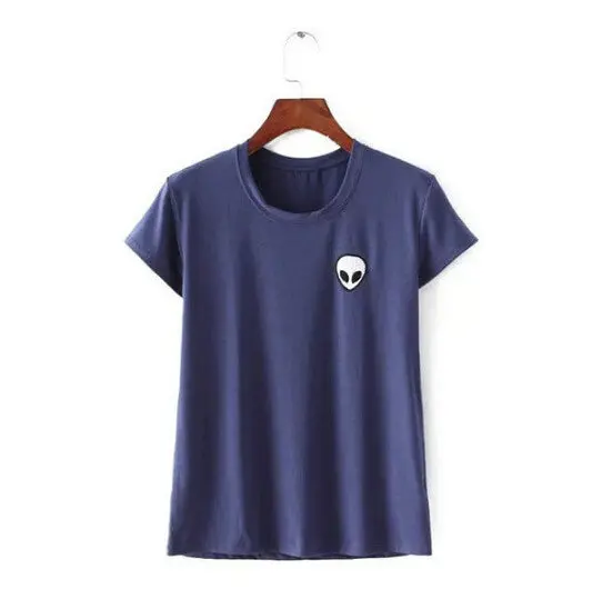 Embroidery Et Aliens Short Sleeve Tee Women American Apparel Feminina O Neck T Shirt 6 Colors 2