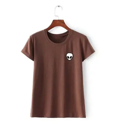 Embroidery Et Aliens Short Sleeve Tee Women American Apparel Feminina O Neck T Shirt 6 Colors 3