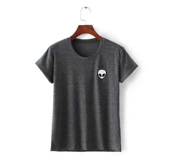 Embroidery Et Aliens Short Sleeve Tee Women American Apparel Feminina O Neck T Shirt 6 Colors 4