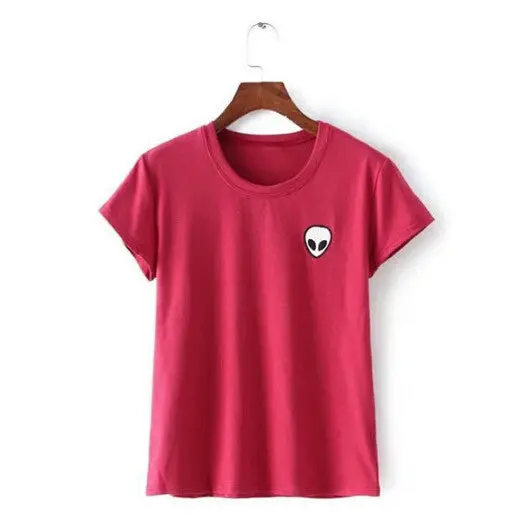 Embroidery Et Aliens Short Sleeve Tee Women American Apparel Feminina O Neck T Shirt 6 Colors 5