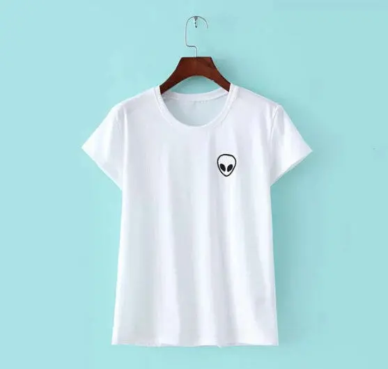 Embroidery Et Aliens Short Sleeve Tee Women American Apparel Feminina O Neck T Shirt 6 Colors 6