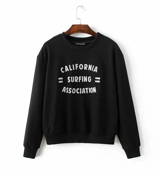 Embroidery Letter Sweatshirt Women Long Sleeve O Neck Casual Hoodies Sweats Jumpers Femme Pullovers Black S M L 1