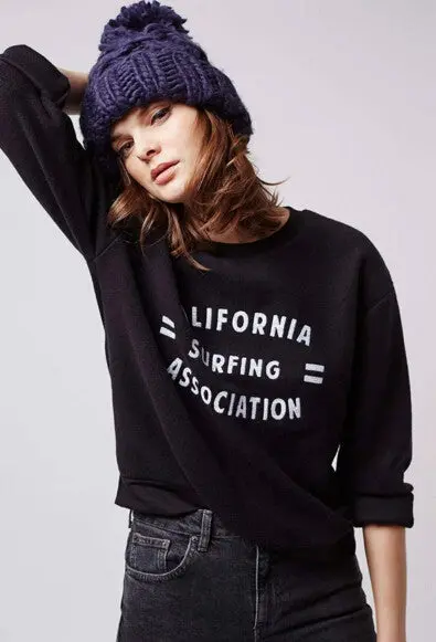Embroidery Letter Sweatshirt Women Long Sleeve O Neck Casual Hoodies Sweats Jumpers Femme Pullovers Black S M L 3