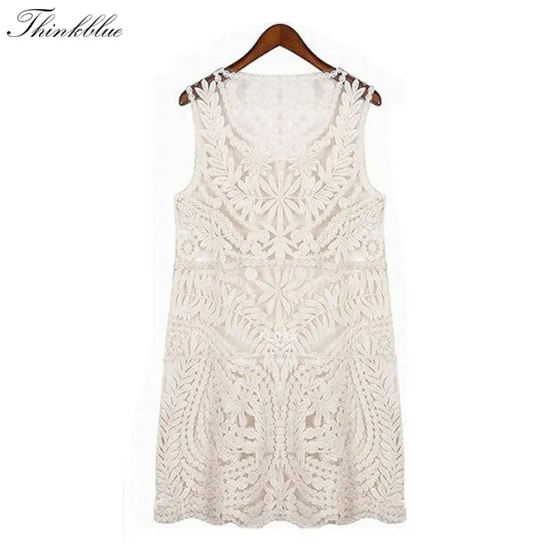 Embroidery Sleeveless Dress Full Lace Crochet Dress Hollow Out Vintage O Neck Crochet Plus Size Casual Dresses 1