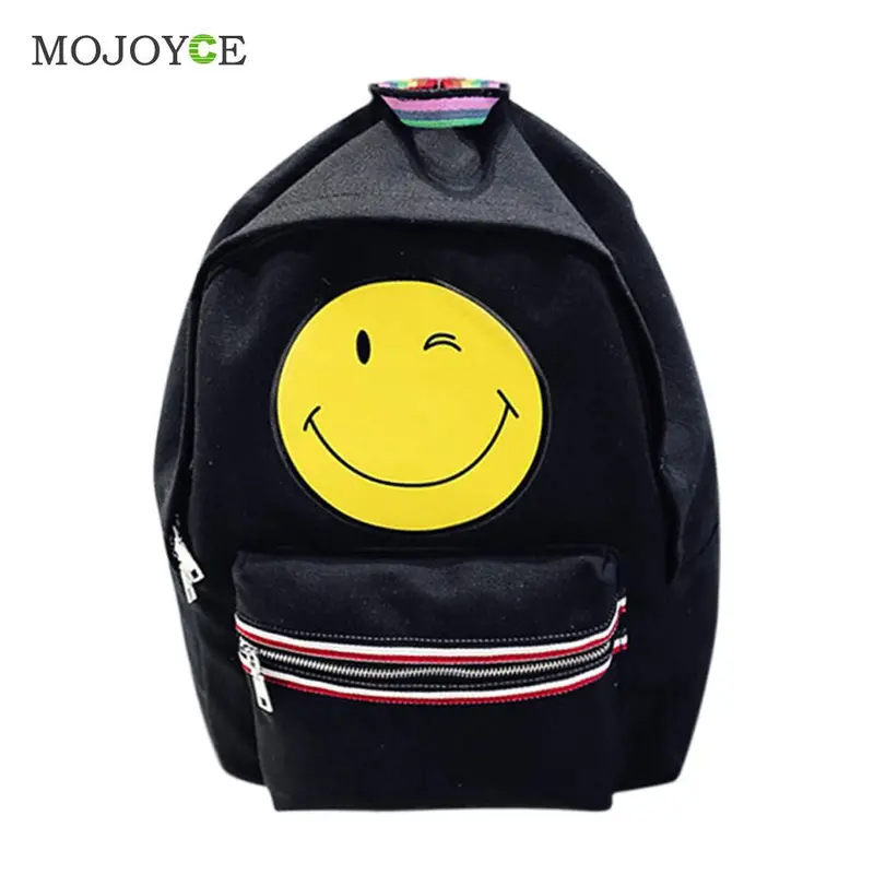 Emoji Canvas Backpacks Mochila School Bags For Teenagers Smiling Face Printing Backpacks For Teenage Girls Mochila Feminina 2