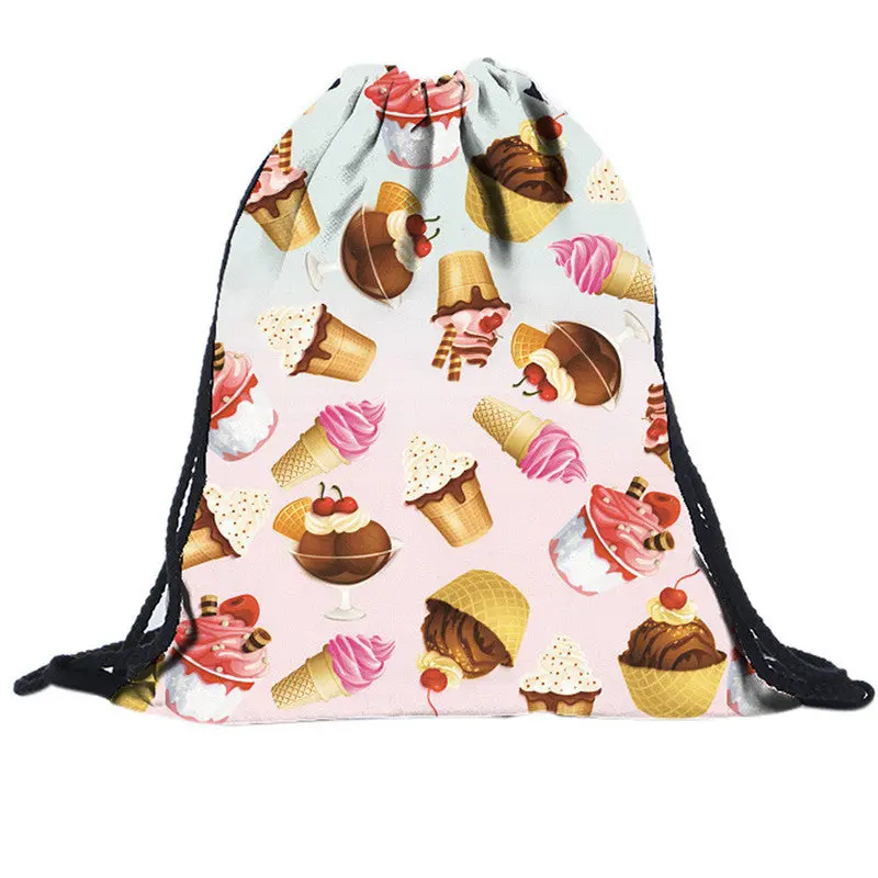 Emoji Women Men Backpack 3D Printing Canvas Cat Backpacks For Girls Drawstring School Femmes Mulheres Bag 2