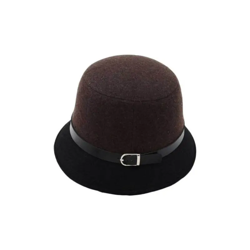 Engli Women Beach Double Color Bowknot Felt Bowler Hair Ball Fedora Hat Bowler Caps 3