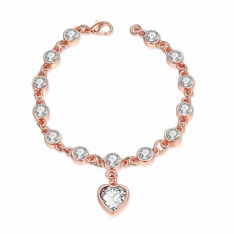 Est 18K Gold Plated Charms Bracelet Heart B Bracelets &Amp; Bangles Wedding 1