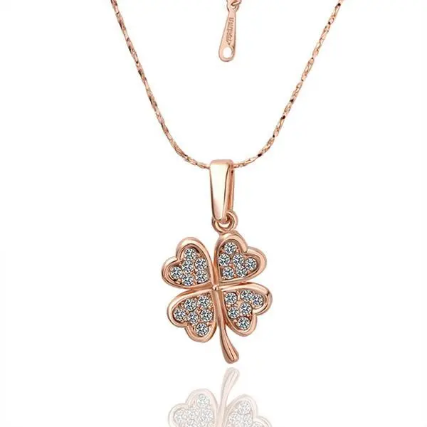 Est 18K Gold Plated Necklace Women Golden Clover Collares Women Bijoux Women24 1