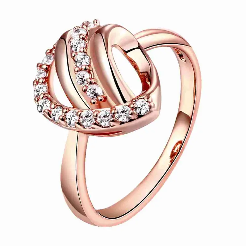 Est 18K Gold Plated Wedding Rings Half Of Heart Aliancas Collier Plastron Femme 1