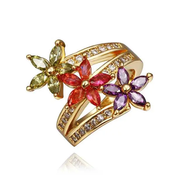 Est 18K Gold Plated Wedding Rings Violetta Red Flower K Anel De Ouro Hand Madeball223 1
