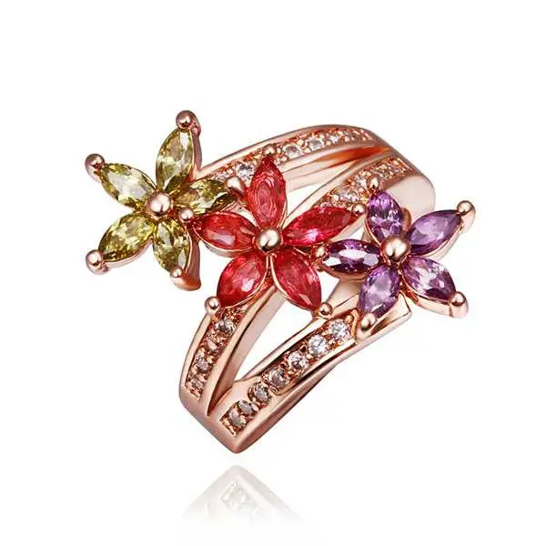Est 18K Gold Plated Wedding Rings Violetta Red Flower K Anel De Ouro Hand Madeball223 2