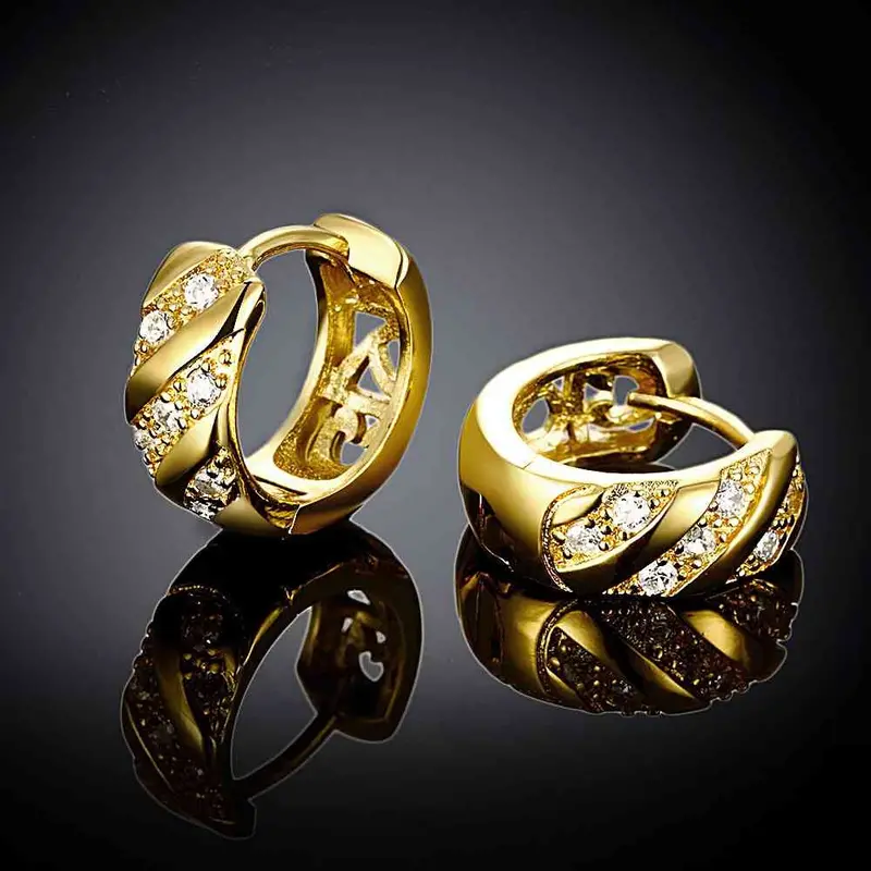 Est 18K Gold Plating Earrings Insets Crystal Clip Cufflinks Jewellery 322 1