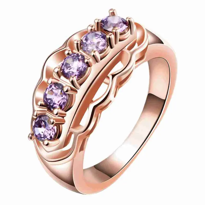 Est 18K Gold Plating Rings Lace Inlay Crystal Opal Love 1