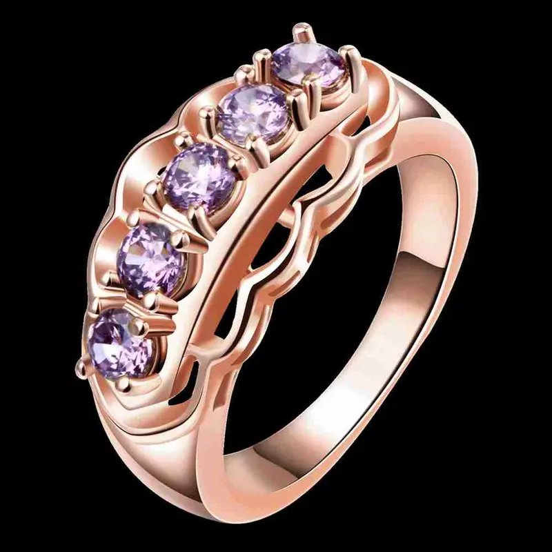 Est 18K Gold Plating Rings Lace Inlay Crystal Opal Love 4
