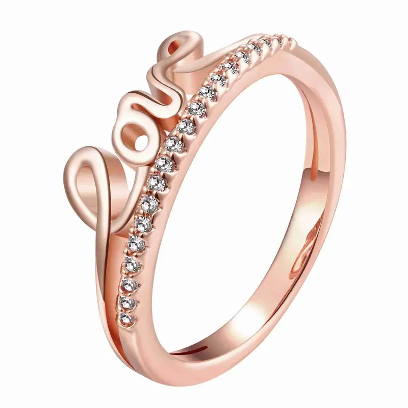 Est 18K Gold Plating Rings Love Aneis 1