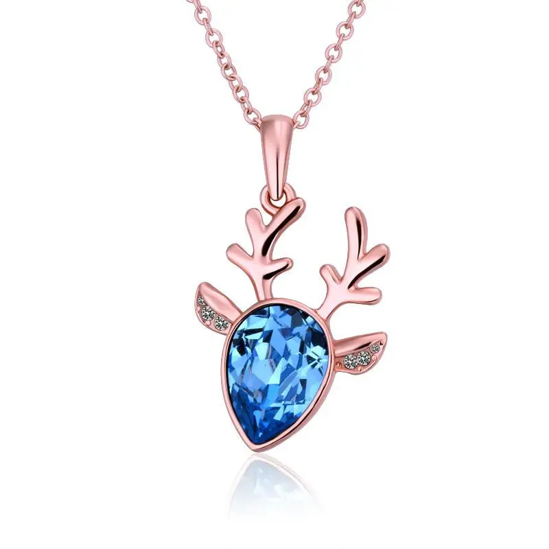 Est 18K Gold Plating Women Necklace Blue Joias Gargantilha Bijoux Femme 48 1