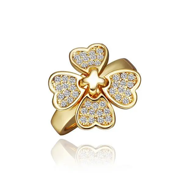 Est 18K Real Gold Plated Engagement Ring Four Flower Ring Men Joyas213 1