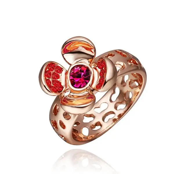 Est 18K Real Gold Plated Engagement Ring Four Flower Ring Men Joyas213 2