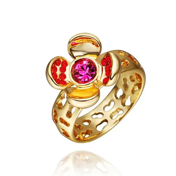 Est 18K Real Gold Plated Engagement Ring Four Flower Ring Men Joyas213 3