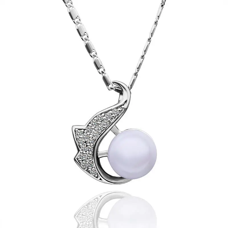 Est 18K Real Gold Plated Necklace Fish Pear Bead Necklace Bijoux Femme 53 1