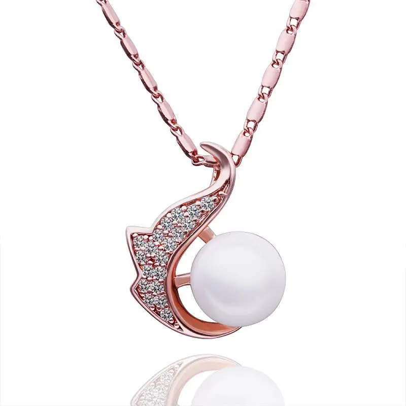 Est 18K Real Gold Plated Necklace Fish Pear Bead Necklace Bijoux Femme 53 2