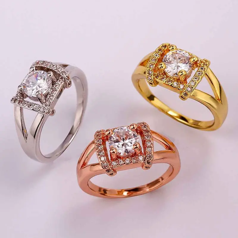 Est 18K Real Gold Plated Ring Insets Square Bague Floating Charms Skgr 46 5