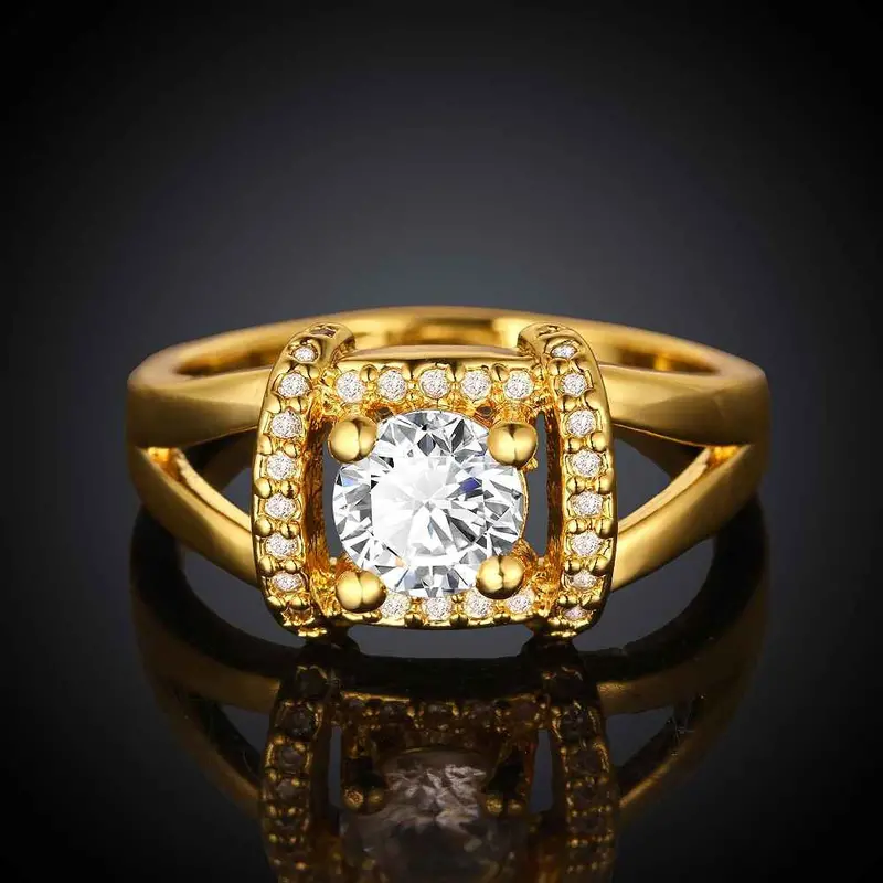 Est 18K Real Gold Plated Ring Insets Square Bague Floating Charms Skgr 46 6