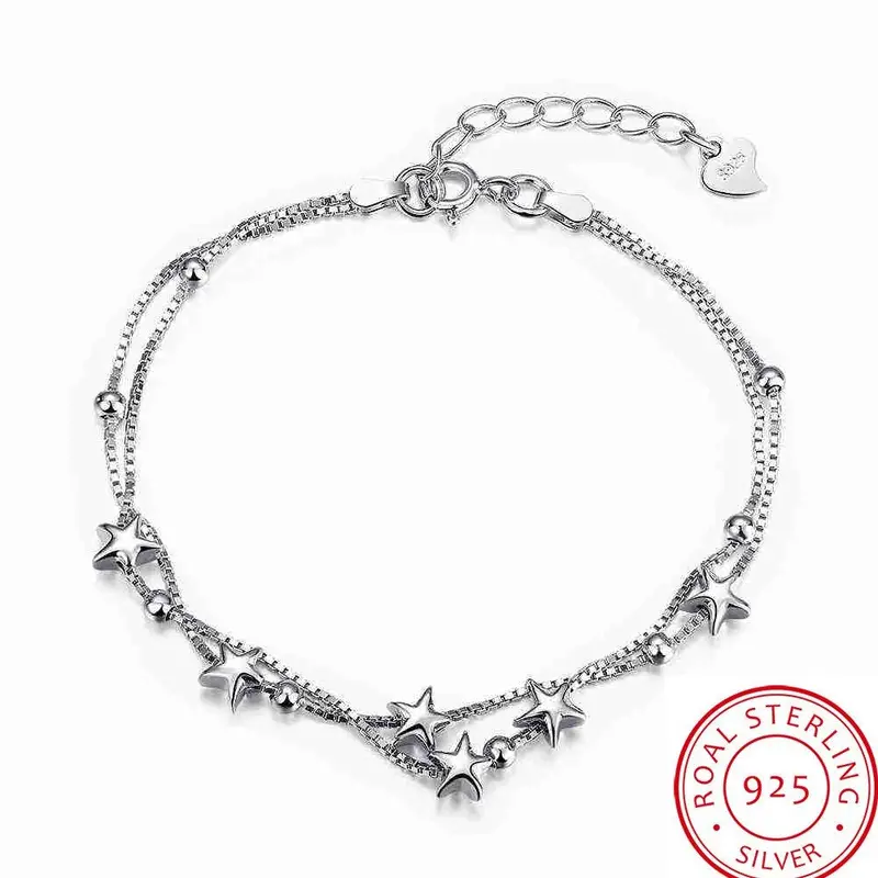 Est 925 Sterling Silver Bracelets Five-Pointed Star Pulsera Love Stvh 57 1