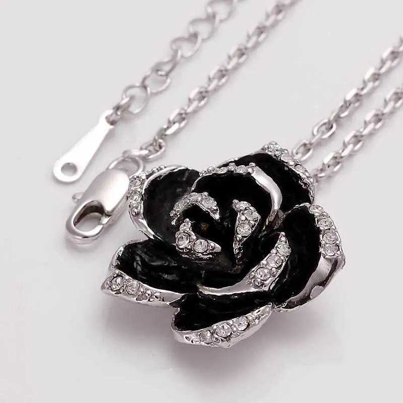 Est Austrian Crystal Necklaces &Amp; Pendants Black Flower Collane Sport 1