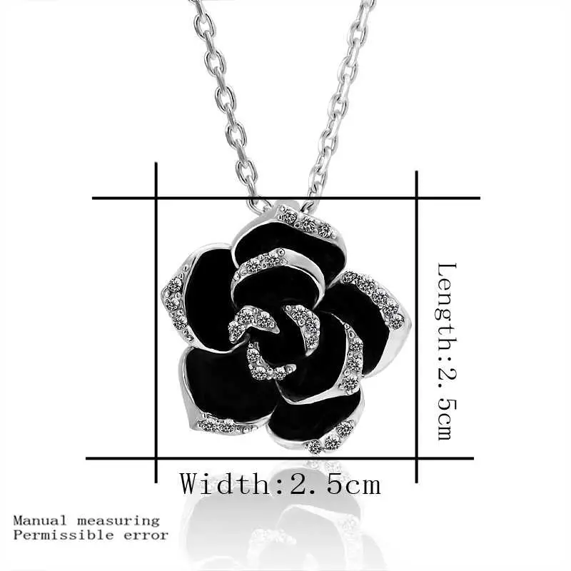 Est Austrian Crystal Necklaces &Amp; Pendants Black Flower Collane Sport 2