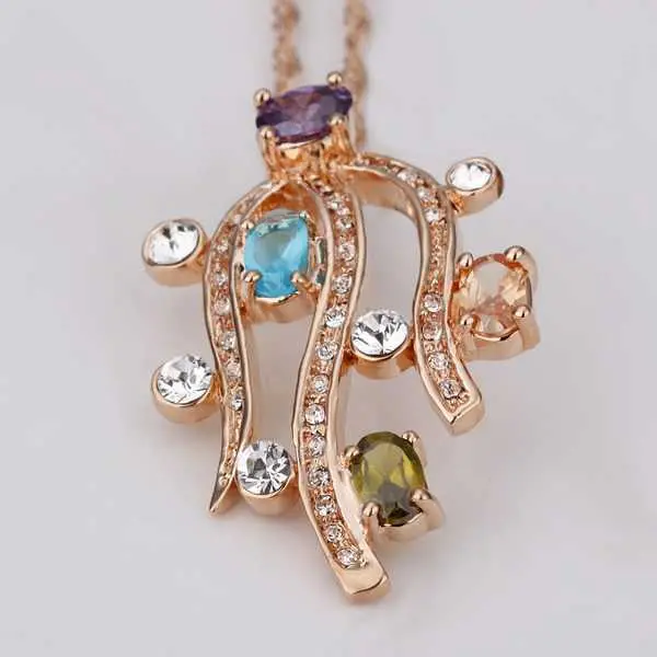 Est Austrian Crystal Pendants Flower Plants Collares Mujer Jewelry European Style 2