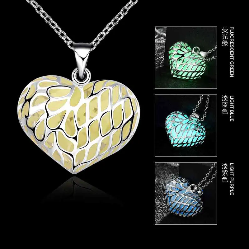 Est Glowing In The Dark Necklace Vertical Heart Multi-Layer Necklaces Hand Madeball Luyn 64 3