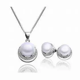 Est Platinum Plate Crystal Jewelry Set Orange Necklace+Earrings African Jewelry Set 57 4