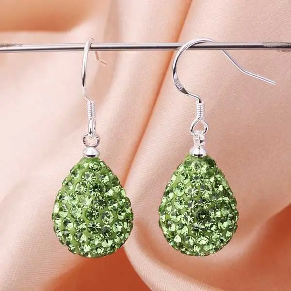 Est Shamballa Earings Jewelry Green Pear Beads Drop Brincos Jewelry European Style Sbe 95 1