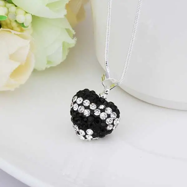 Est Shamballa Pendant Necklace Silver Black Heart Bisuteria Diy 1