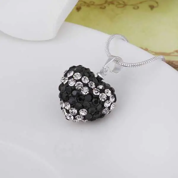 Est Shamballa Pendant Necklace Silver Black Heart Bisuteria Diy 2