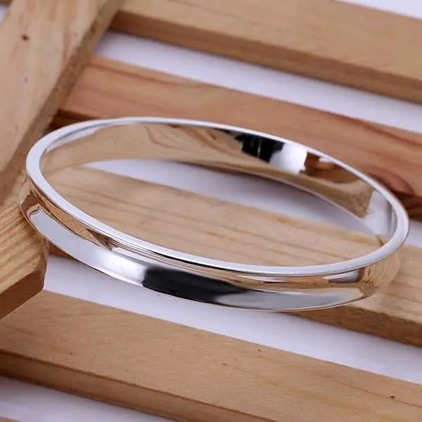Est Silver Bracelet & Bangle Glossy Oval Women Bracelet S In Euros Hbb 28 1
