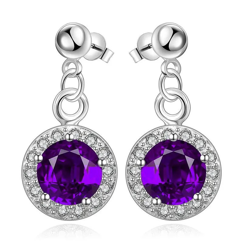 Est Silver Earings Inlaid Blue Stone Drop Cufflinks Bijoux 5 3