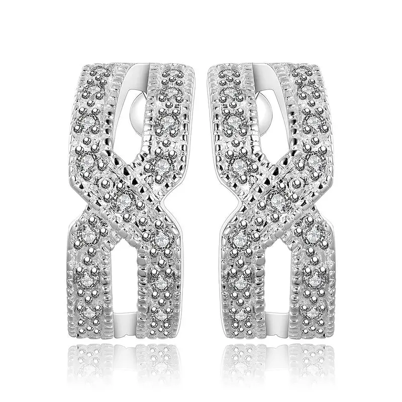 Est Silver Earings Jewelry Inlaid Stone 8-Shaped Stud Brinco Jewelry European Style 193 1