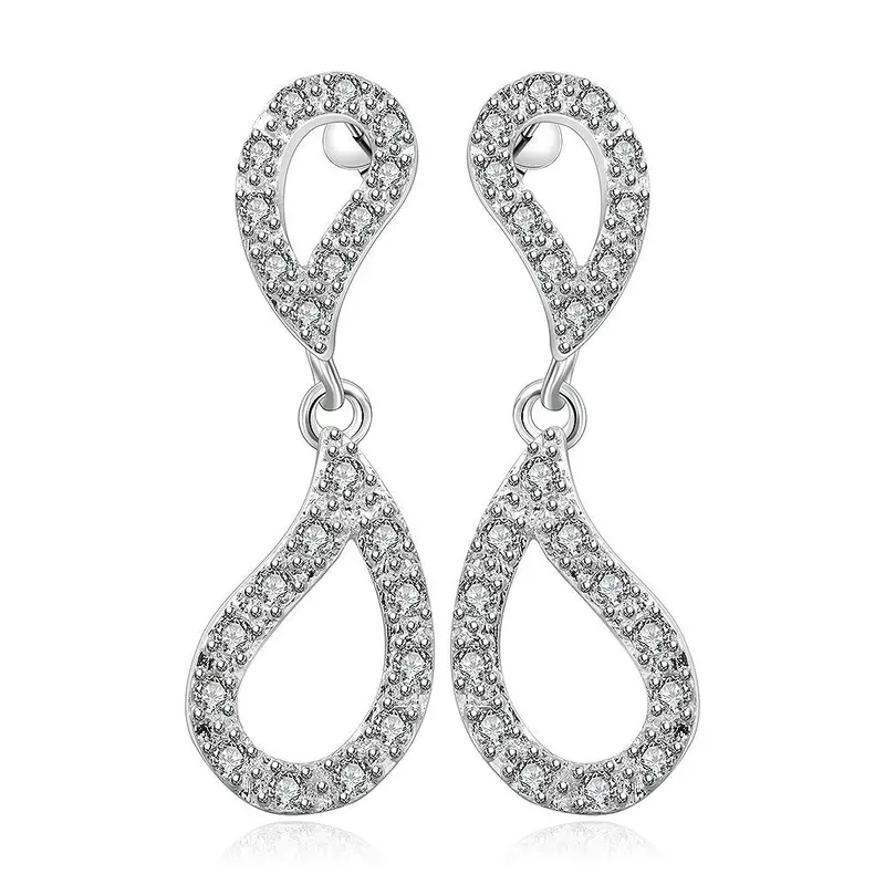 Est Silver Earings Jewelry Inlaid Stone 8-Shaped Stud Brinco Jewelry European Style 193 2