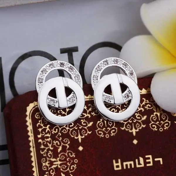 Est Silver Earrings Style Stud Pendientes Jewerly Accessories 1