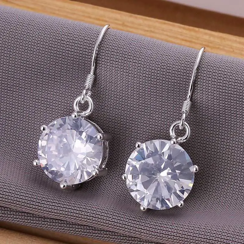 Est Silver Earrings Zircon Drop Cufflinks Jewelry European Style 1